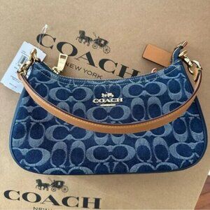 NWT Signature CAF82 Cherry Denim Coach Teri Shoulder Bag